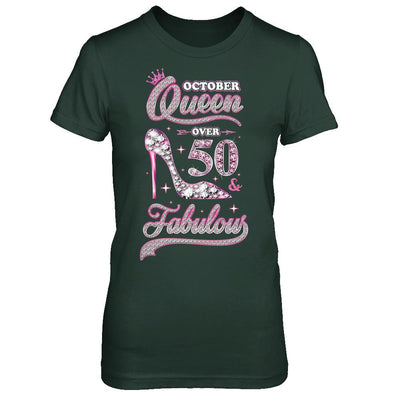 October Queen 50 And Fabulous 1971 50th Years Old Birthday-T-Shirt & Hoodie-Women's T-Shirt-Forest Green