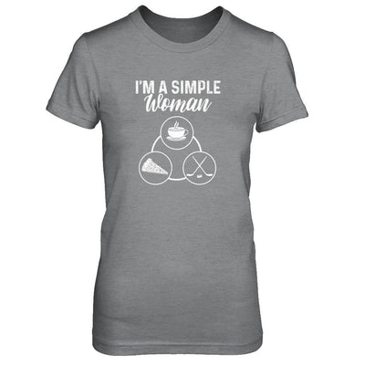 I'm A Simple Woman Coffee Pizza Hockey-T-Shirt & Tank Top-Women's T-Shirt-Sport Grey
