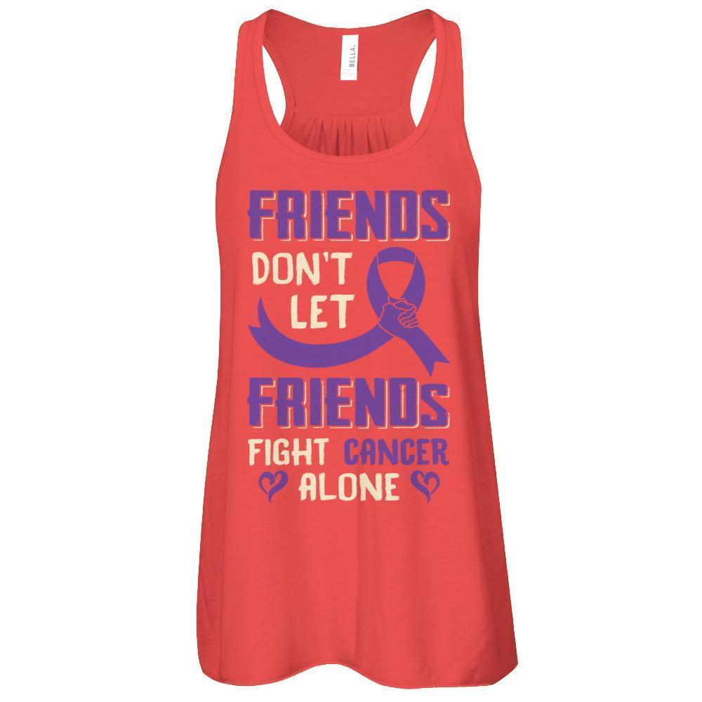 Friends Don't Let Friends Fight Cancer Alone Purple Violet Awareness-T-Shirt & Tank Top-Women's Flowy Racerback Tank-Red