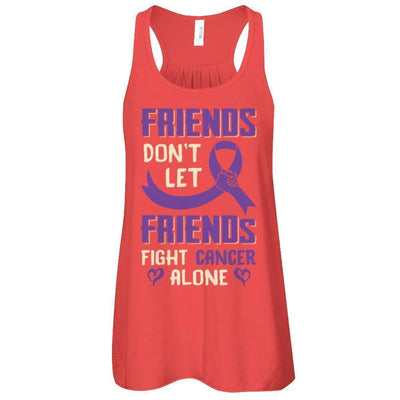 Friends Don't Let Friends Fight Cancer Alone Purple Violet Awareness-T-Shirt & Tank Top-Women's Flowy Racerback Tank-Red