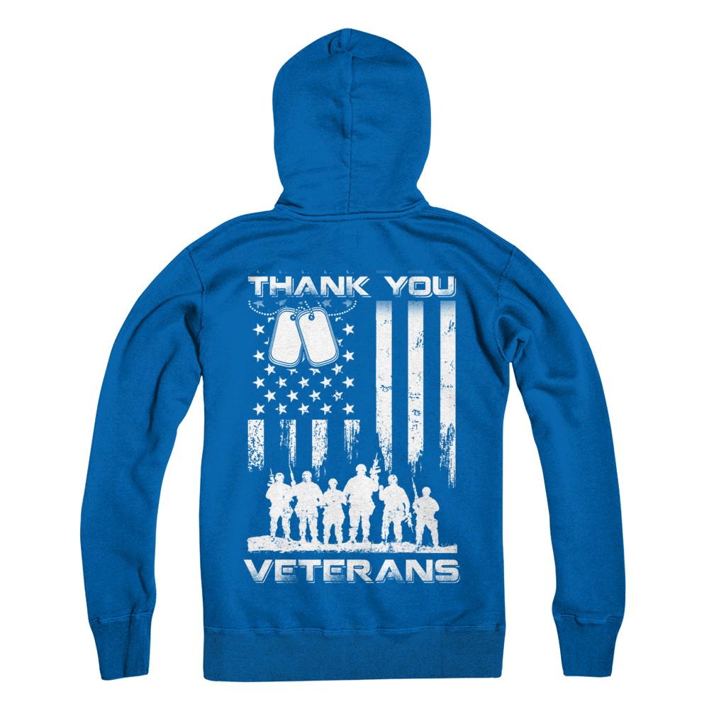 Veteran Thank You Veterans American Flag-T-Shirt & Hoodie-Pullover Hoodie-Royal
