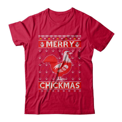 Merry Chickmas Farmer Chicken Ugly Christmas Sweater-T-Shirt & Sweatshirt-Classic T-Shirt-Red