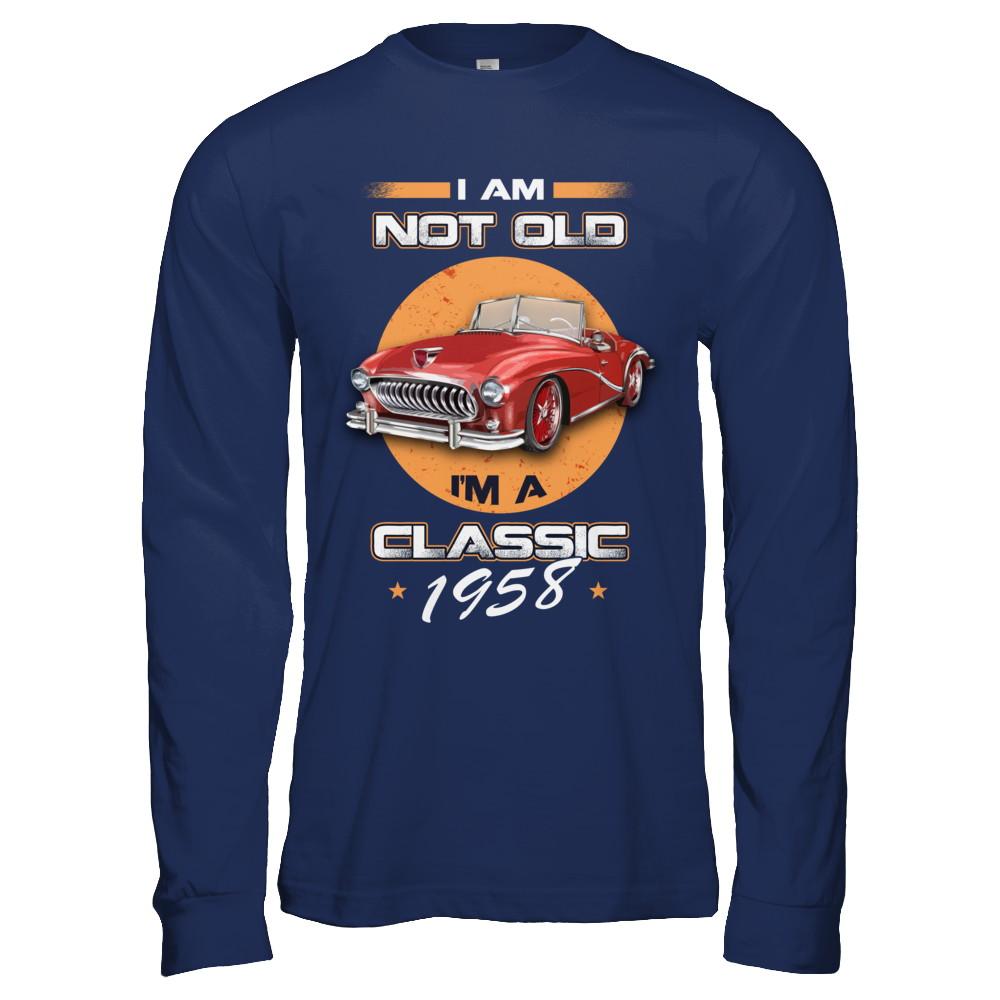 I'm Not Old I'm A Classic 1958 Car-T-Shirt & Hoodie-Long Sleeve T-Shirt-Navy