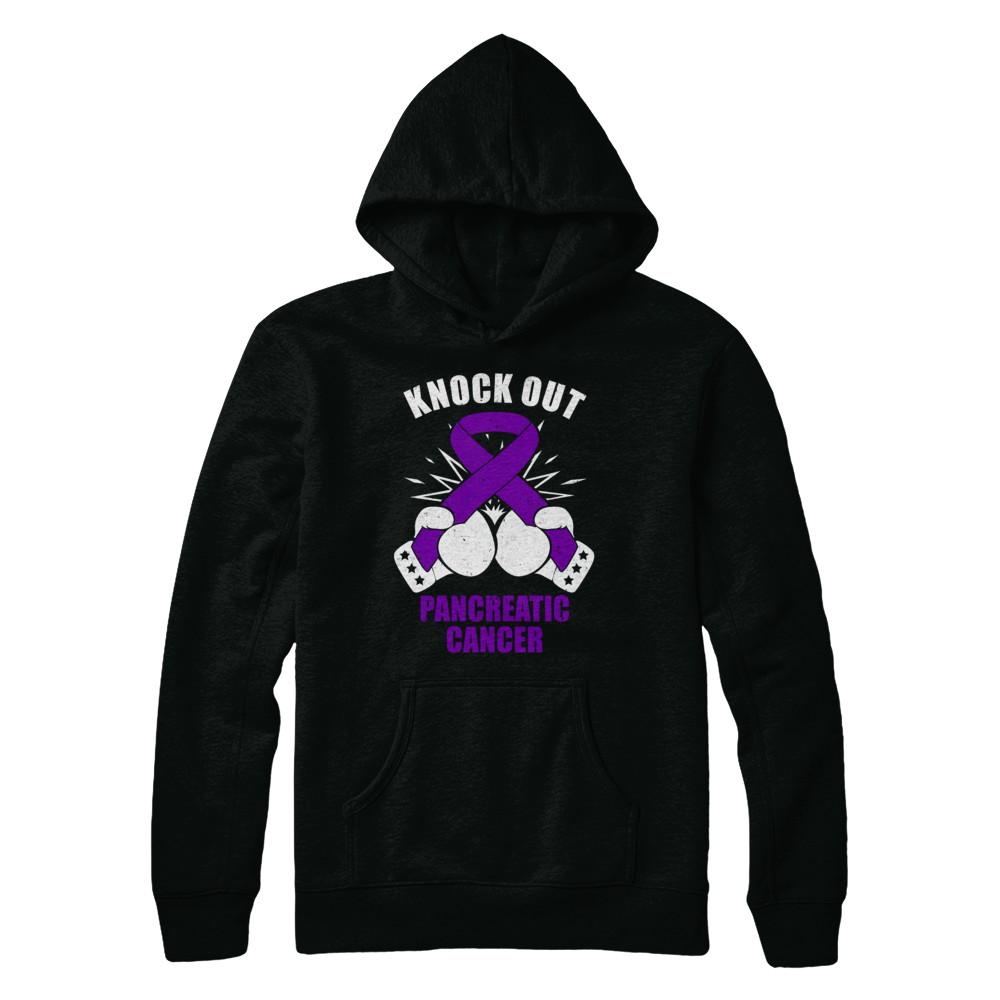 Boxing knock out Pancreatic Cancer Awareness Support-T-Shirt & Hoodie-Pullover Hoodie-Black