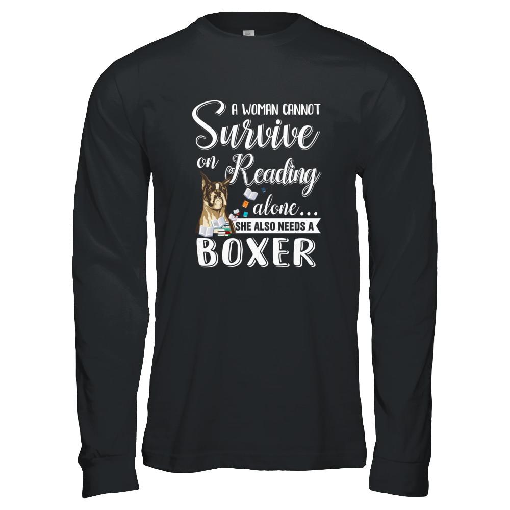 A Woman Cannot Survive On Reading Alone Boxer-T-Shirt & Tank Top-Long Sleeve T-Shirt-Black