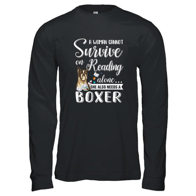 A Woman Cannot Survive On Reading Alone Boxer-T-Shirt & Tank Top-Long Sleeve T-Shirt-Black