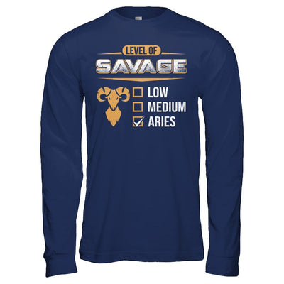 Level Of Savage Aries-T-Shirt & Hoodie-Long Sleeve T-Shirt-Navy