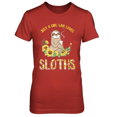 Just A Girl Who Loves Sloths And Sunflowers-T-Shirt & Hoodie-Women's T-Shirt-Red