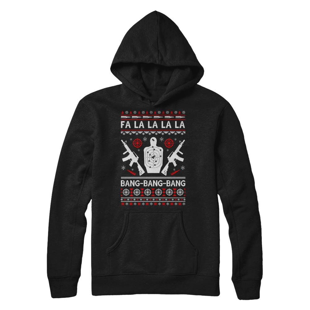 Bang Bang Bang AR-15 Gun Point Ugly Christmas Sweater-T-Shirt & Sweatshirt-Pullover Hoodie-Black