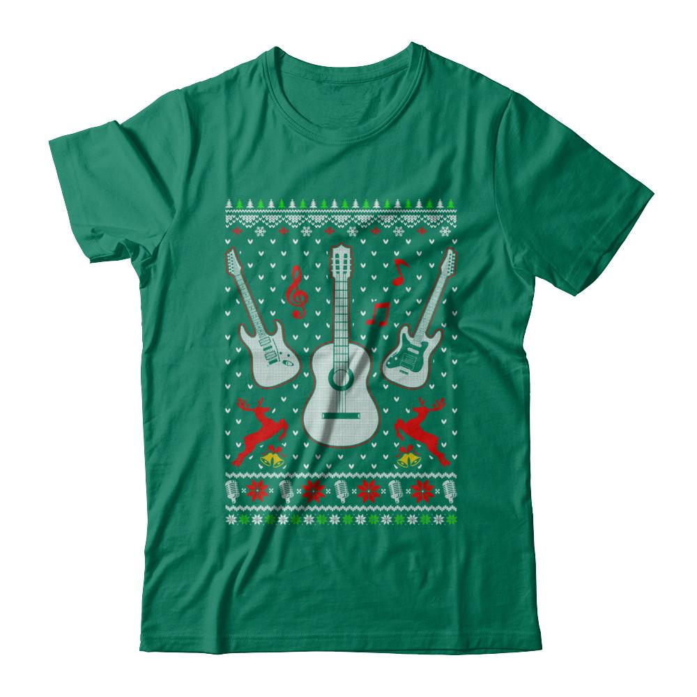 Singer Song Guitar Ugly Christmas Sweater-T-Shirt & Sweatshirt-Classic T-Shirt-Kelly Green