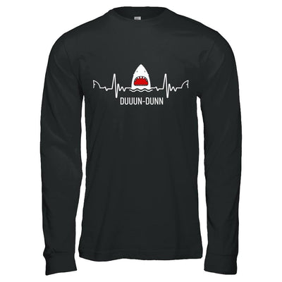 Funny Shark Lovers Heartbeat Feat Shark Gift-T-Shirt & Hoodie-Long Sleeve T-Shirt-Black