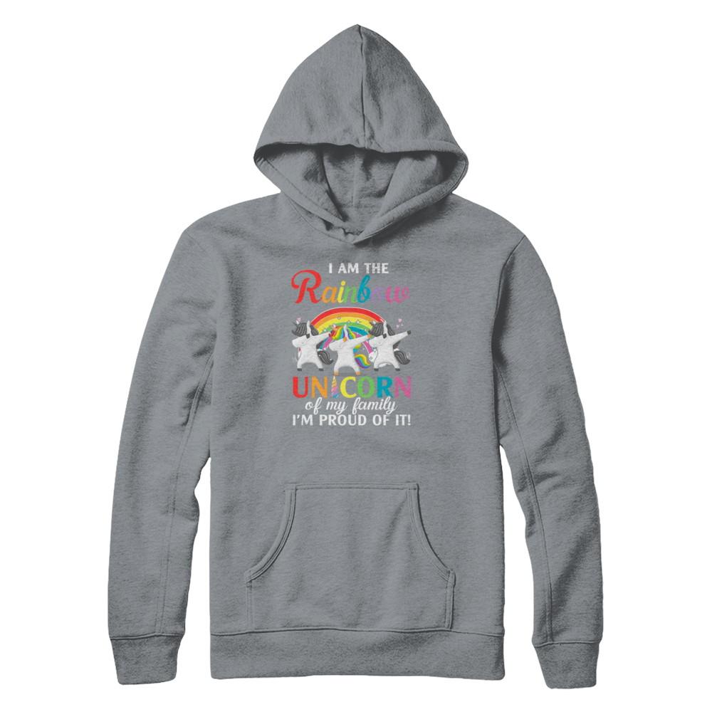 I Am The Rainbow Unicorn Of My Family Lesbian LGBT-T-Shirt & Tank Top-Pullover Hoodie-Light Steel