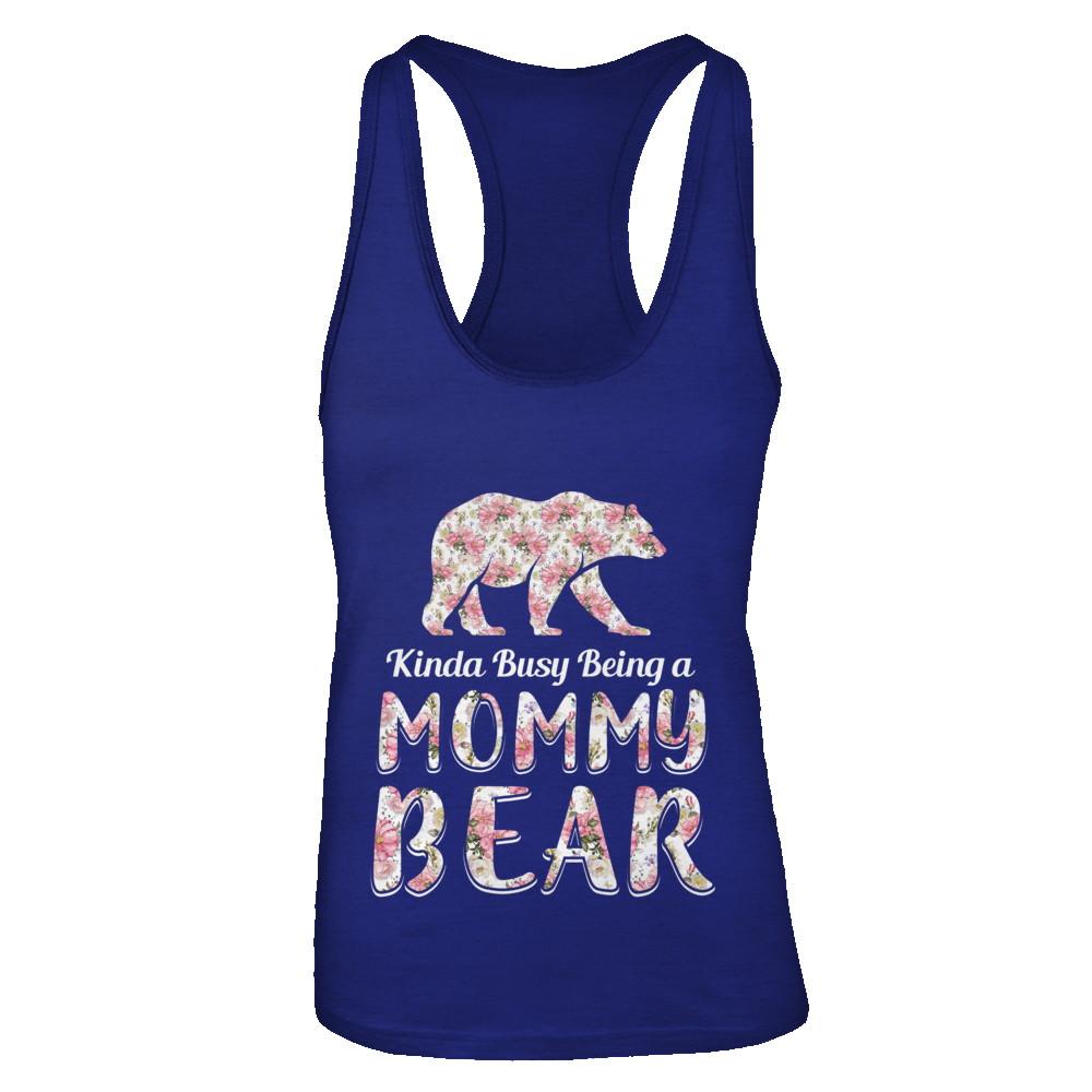 Mommy Bear Dinosaur Kinda Busy Being A Mommybear-T-Shirt & Tank Top-Women's Ideal Racerback Tank-Royal