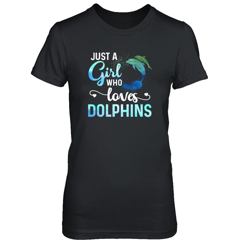 Just A Girl Who Loves Dolphins-T-Shirt & Tank Top-Women's T-Shirt-Black