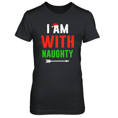 I'm With Naughty Matching Christmas Couples Pajamas-T-Shirt & Sweatshirt-Women's T-Shirt-Black