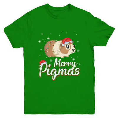 Merry Pigmas Funny Guinea Pig Santa Hat Christmas Gift Youth-Youth Shirt-Youth T-Shirt-Irish Green