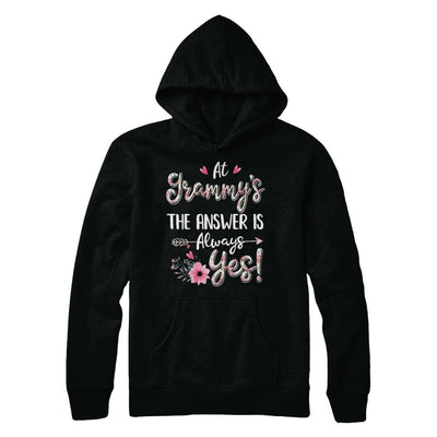 At Grammy's The Answer Is Always Yes Floral Mothers Day Gift-T-Shirt & Hoodie-Pullover Hoodie-Black