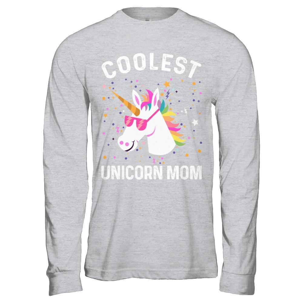 Coolest Unicorn Mom Cute Funny Unicorn Mothers Day-T-Shirt & Hoodie-Long Sleeve T-Shirt-Sport Grey