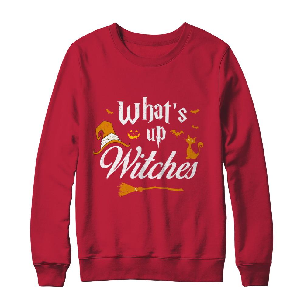 What's Up Witches-T-Shirt & Sweatshirt-Crewneck Sweatshirt-Red