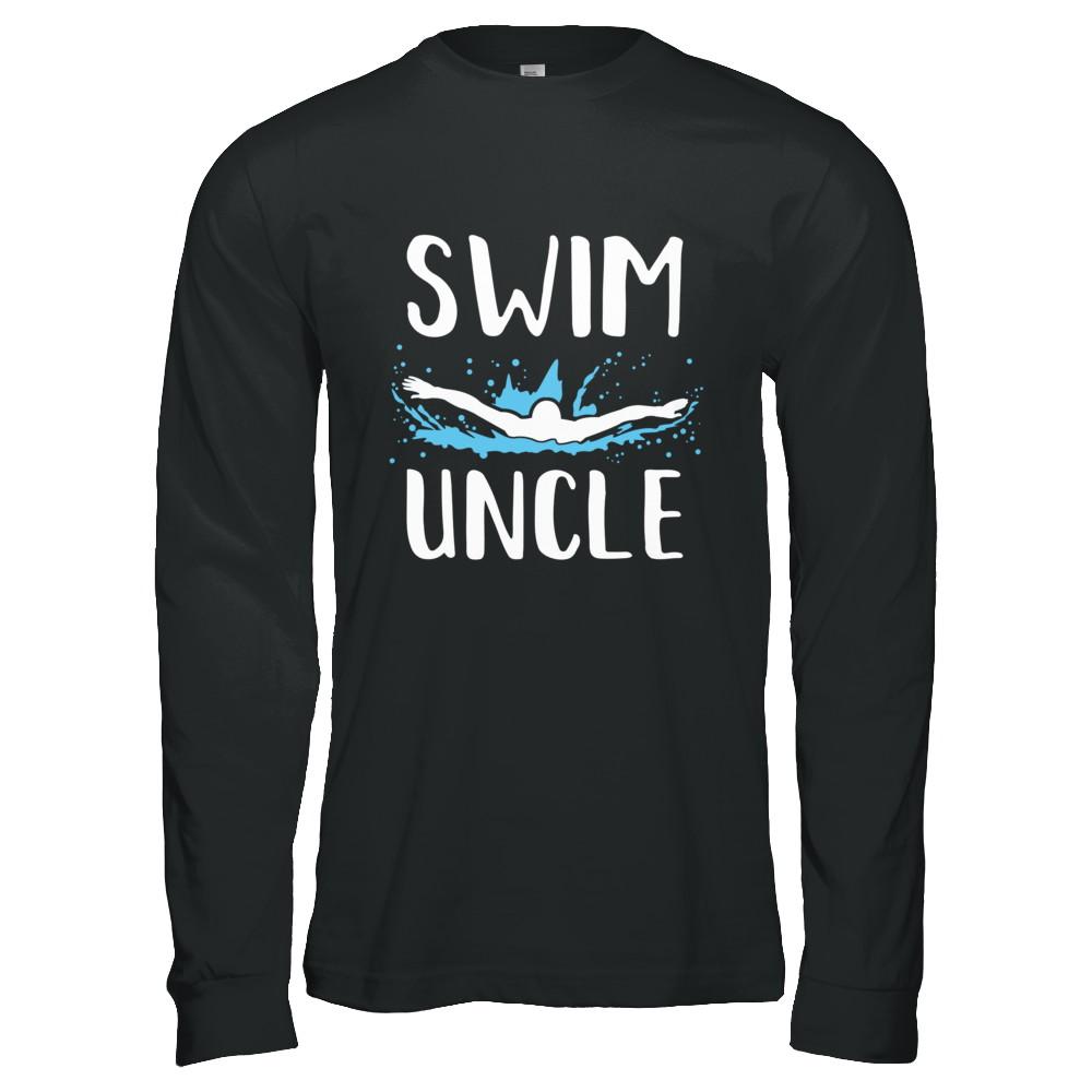 Swim Uncle Funny Swimming Birthday Gift-T-Shirt & Hoodie-Long Sleeve T-Shirt-Black
