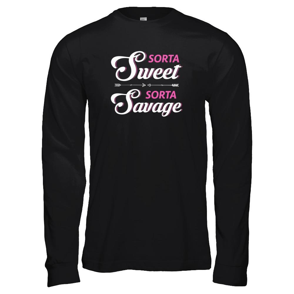 Sorta Sweet Sorta Savage-T-Shirt & Tank Top-Long Sleeve T-Shirt-Black