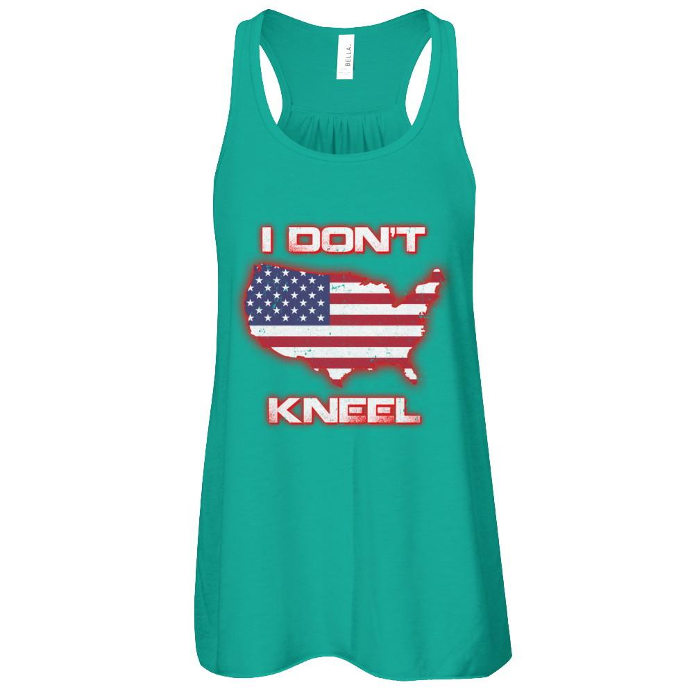 I Don't Kneel Us American Flag-T-Shirt & Tank Top-Women's Flowy Racerback Tank-Kelly