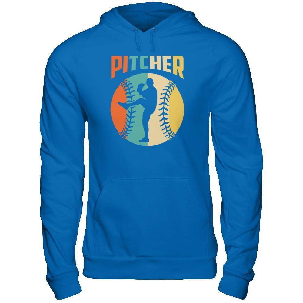 Classic Vintage Retro Style Pitcher Baseball-T-Shirt & Hoodie-Pullover Hoodie-Royal