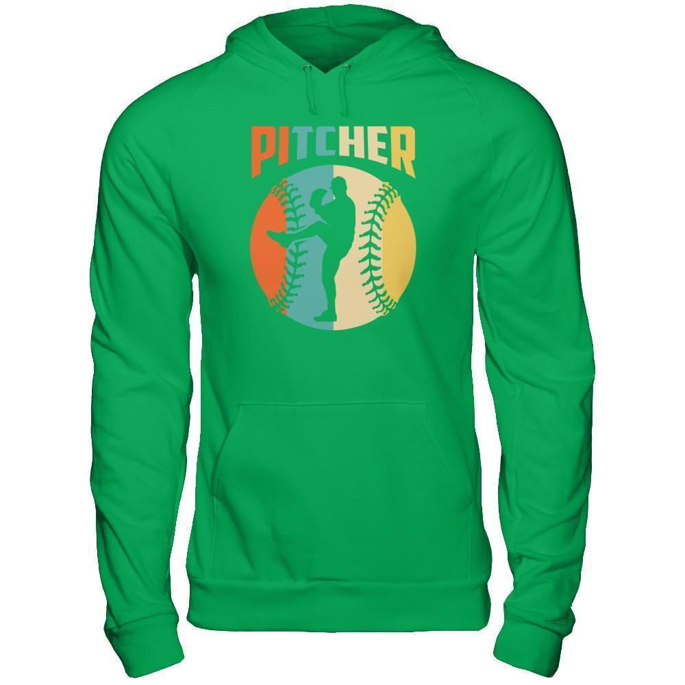 Classic Vintage Retro Style Pitcher Baseball-T-Shirt & Hoodie-Pullover Hoodie-Irish Green