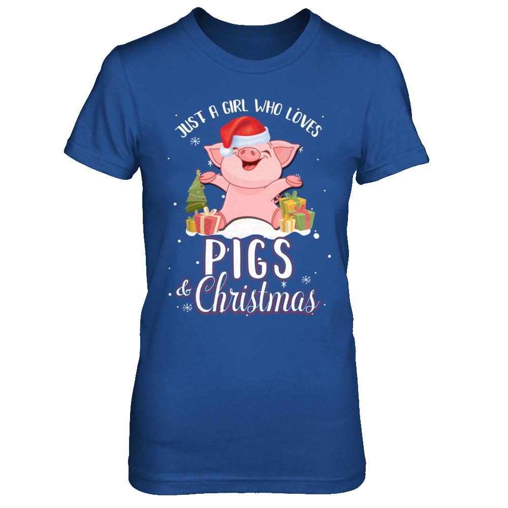 Just A Girl Who Loves Pigs And Christmas-T-Shirt & Sweatshirt-Women's T-Shirt-Royal