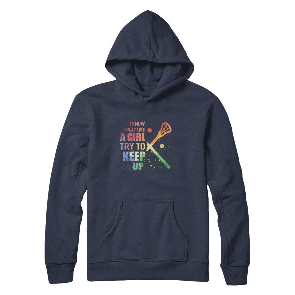 Yeah I Play Like A Girl Lacrosse Girl-T-Shirt & Hoodie-Pullover Hoodie-Navy