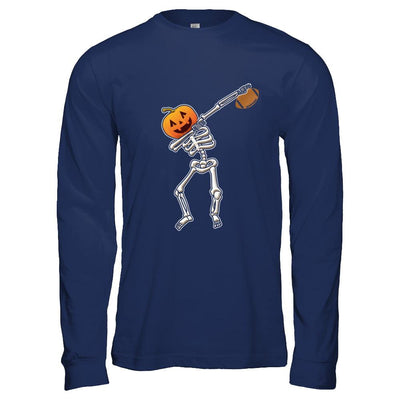 Halloween Dabbing Skeleton Football-T-Shirt & Hoodie-Long Sleeve T-Shirt-Navy