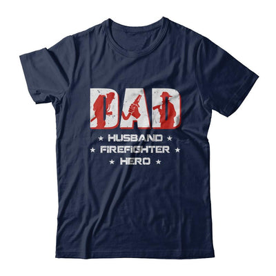 Dad Husband FIREFIGHTER Hero FireMan Fathers Day-T-Shirt & Hoodie-Classic T-Shirt-Navy
