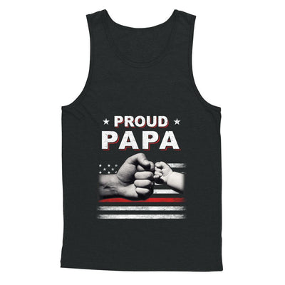 Proud Papa Fireman Firefighter Thin Red Line Flag Fathers Day-T-Shirt & Hoodie-Gildan - Tank Top-Black