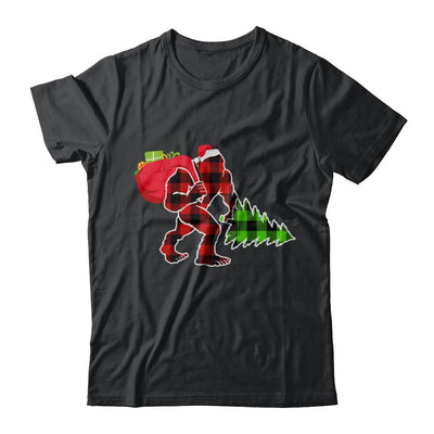 Red Plaid Bigfoot Christmas Buffalo Plaid-T-Shirt & Sweatshirt-Classic T-Shirt-Black