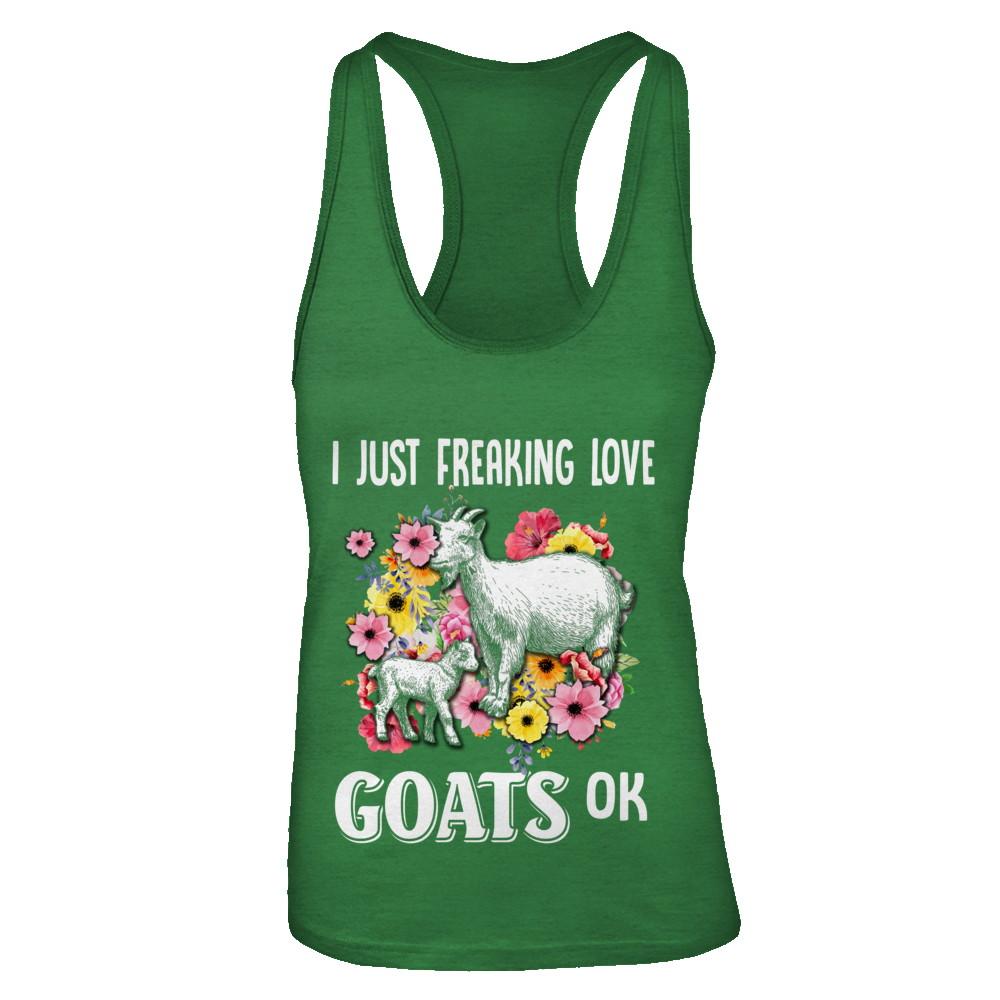 I Just Freaking Love Goats-T-Shirt & Tank Top-Women's Ideal Racerback Tank-Kelly Green