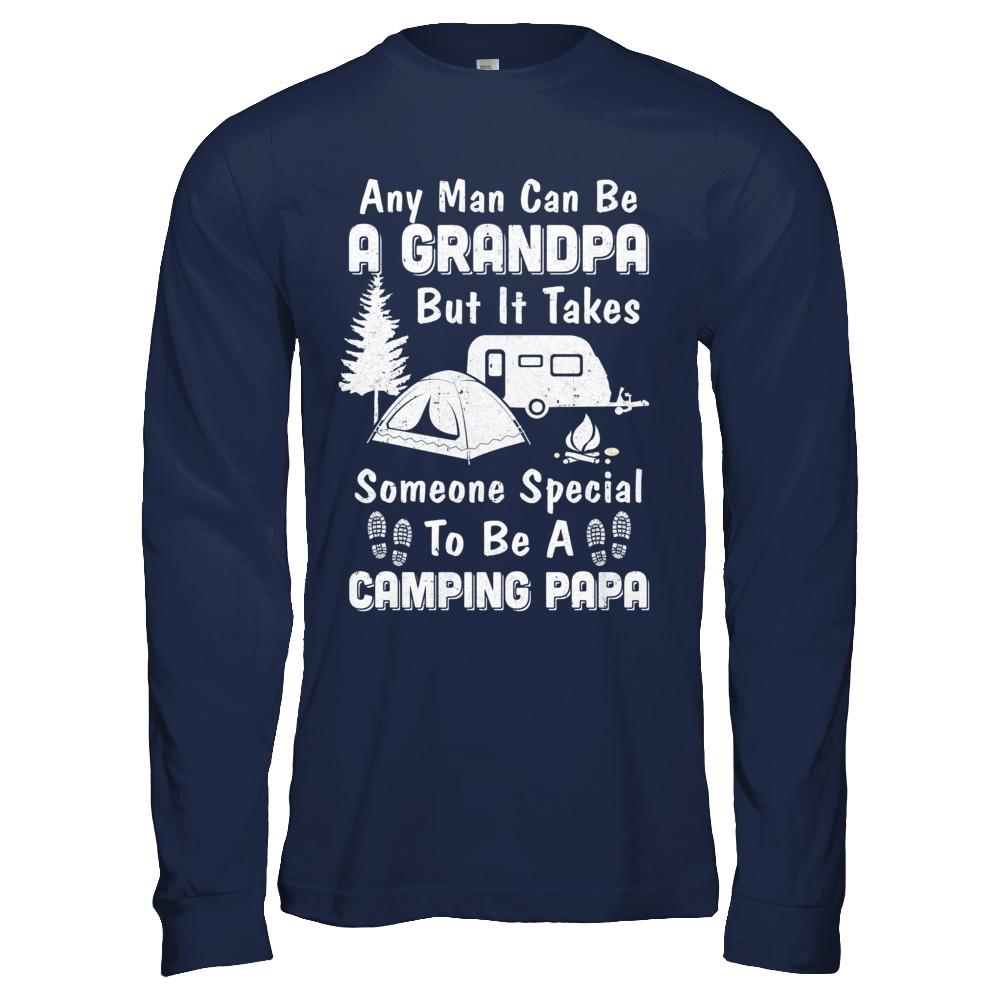 Camping Papa Grandpa Fathers Day Gift-T-Shirt & Hoodie-Long Sleeve T-Shirt-Navy