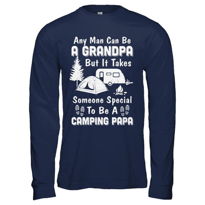 Camping Papa Grandpa Fathers Day Gift-T-Shirt & Hoodie-Long Sleeve T-Shirt-Navy