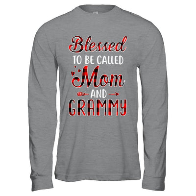 Red Buffalo Plaid Blessed To Be Called Mom And Grammy-T-Shirt & Hoodie-Long Sleeve T-Shirt-Sport Grey