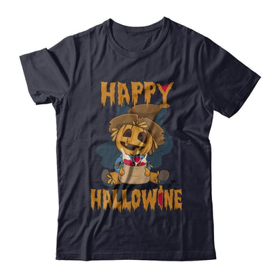 Halloween Happy Hallowine For Wine Straw Man Pumpkin-T-Shirt & Sweatshirt-Premium T-Shirt-Midnight Navy
