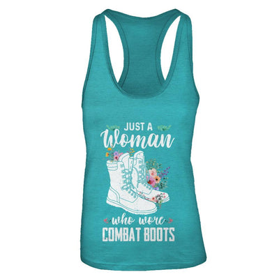 Just A Woman Who Wore Combat Boots Veteran-T-Shirt & Tank Top-Women's Ideal Racerback Tank-Tahiti Blue