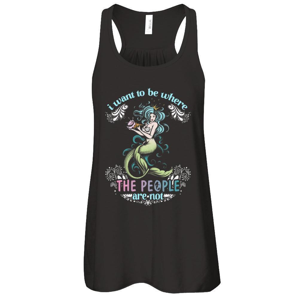I Want To Be Where The People Are Not-T-Shirt & Tank Top-Women's Flowy Racerback Tank-Black