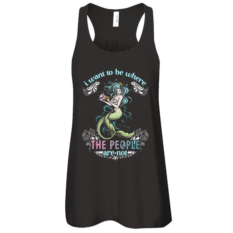 I Want To Be Where The People Are Not-T-Shirt & Tank Top-Women's Flowy Racerback Tank-Black