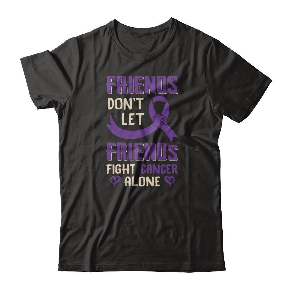 Friends Don't Let Friends Fight Cancer Alone Purple Violet Awareness-T-Shirt & Tank Top-Premium T-Shirt-Black