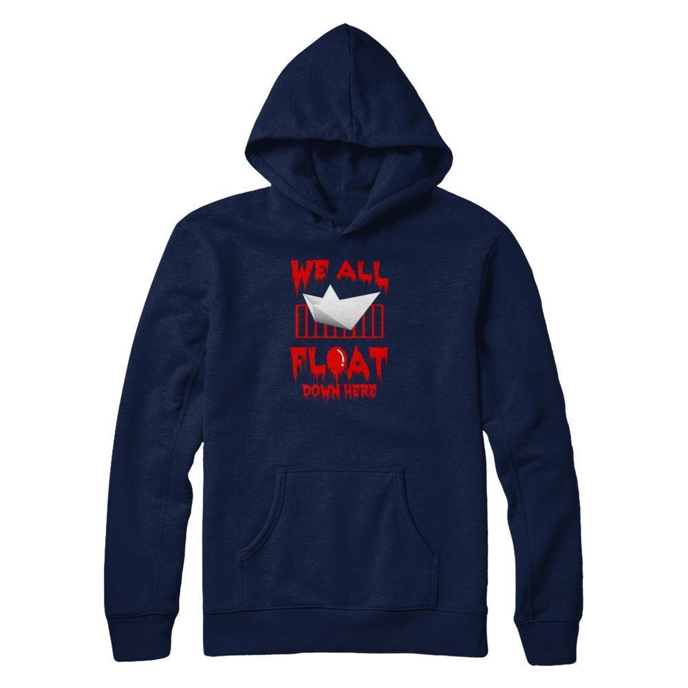 We All Float Down Here Horror Halloween Blood-T-Shirt & Tank Top-Pullover Hoodie-Navy