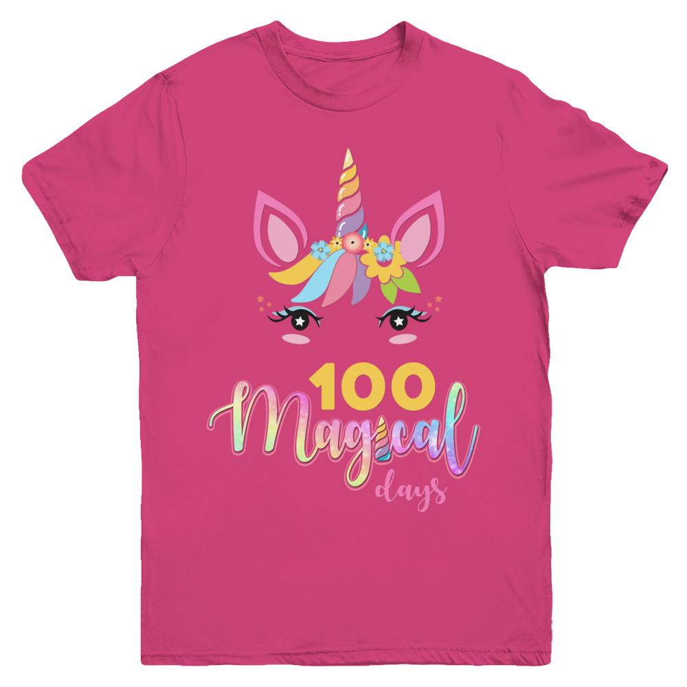 100 Magical Days Of School Unicorn Girl Gifts Youth-Youth Shirt-Youth T-Shirt-Heliconia