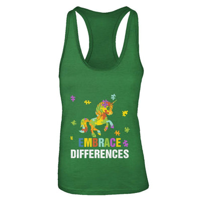 Autism Awareness Puzzle Piece Unicorn Embrace Differences-T-Shirt & Tank Top-