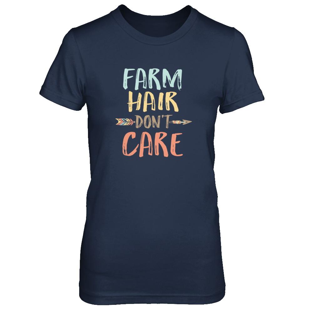 Farm Hair Don't Care Farming Farmer Women-T-Shirt & Tank Top-Women's T-Shirt-Navy