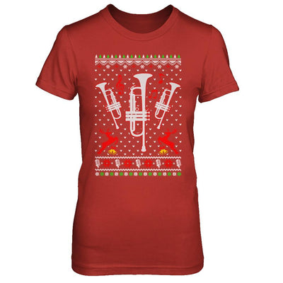 Santa Trumpet Ugly Christmas Sweater Gifts-T-Shirt & Sweatshirt-Women's T-Shirt-Red