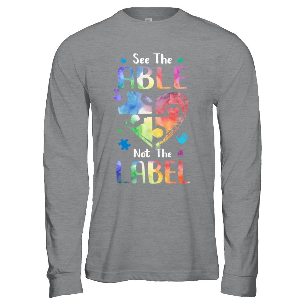See The Able Not The Label Cute Autism Awareness-T-Shirt & Hoodie-Long Sleeve T-Shirt-Sport Grey