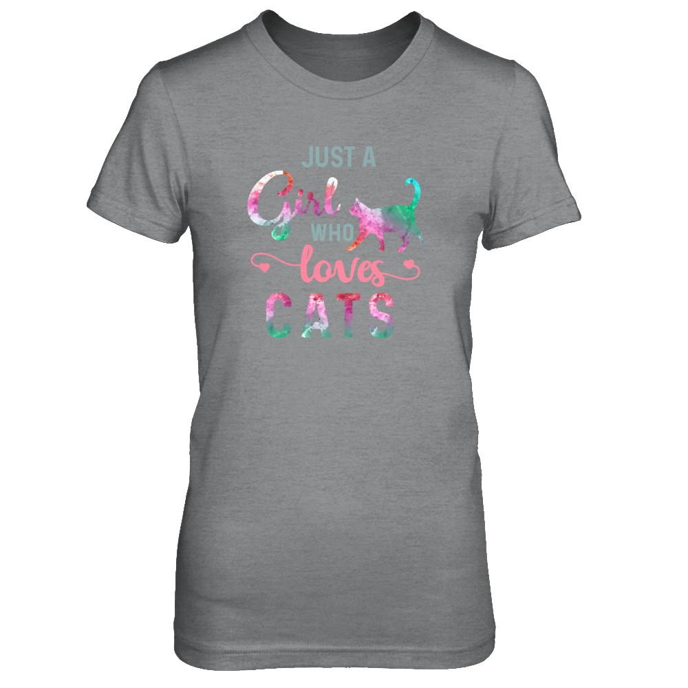 Just A Girl Who Loves Cats Cat Lover-T-Shirt & Tank Top-Women's T-Shirt-Sport Grey